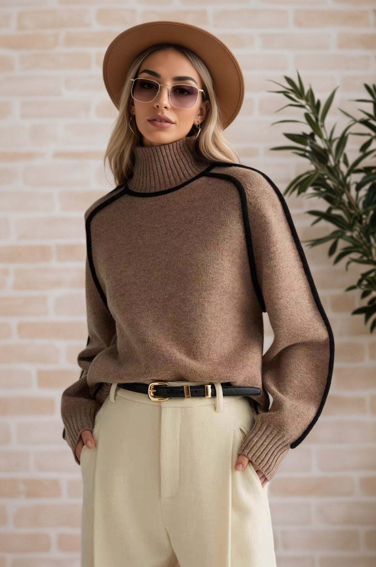 Léa Luxe Ribbed Turtleneck Pullover