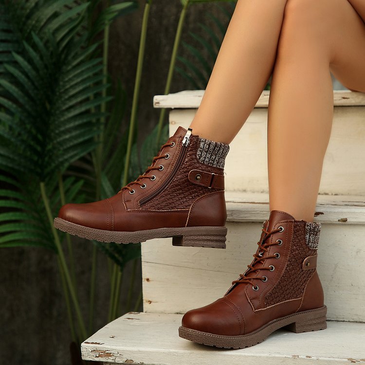 Élise Cozy Knit Collar Zip-Up Boots