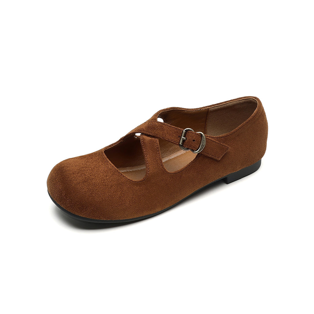 Élise Retro Cross-Strap Mary Jane Ballet Flats