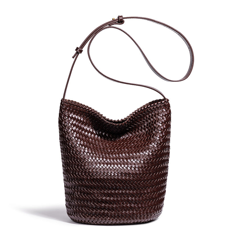 Élise Woven Vegan Leather Bucket Bag