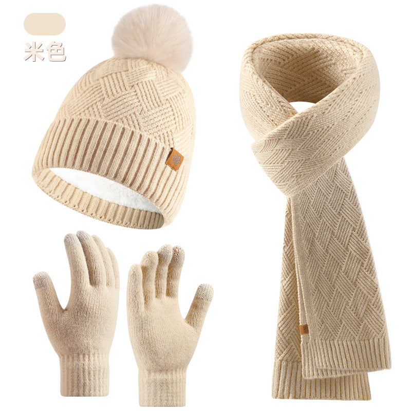 Léa Cable Knit Pom Beanie Scarf Set