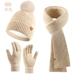 Léa Cable Knit Pom Beanie Scarf Set