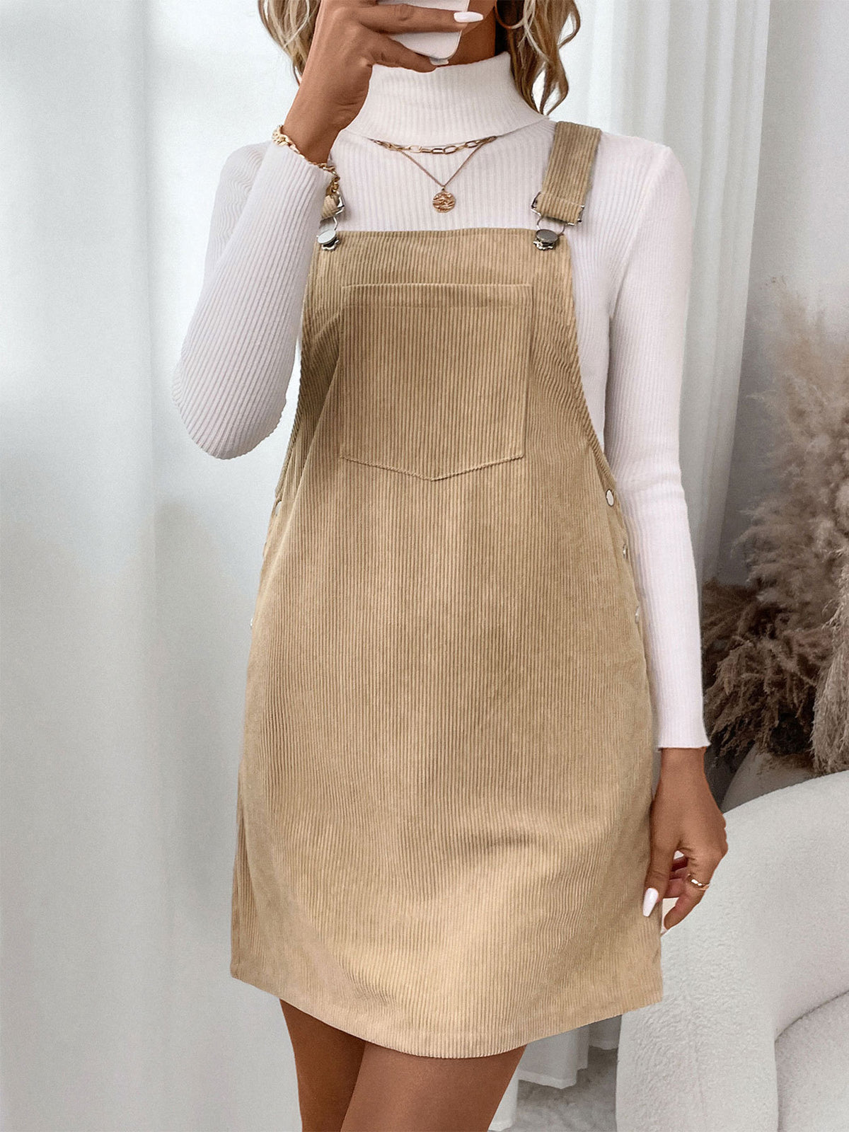 Penelope Casual Fall Corduroy Jumper Dress
