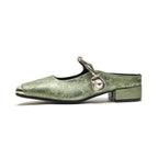 Élise Fleur-de-lis Mary Jane Embroidered Flats