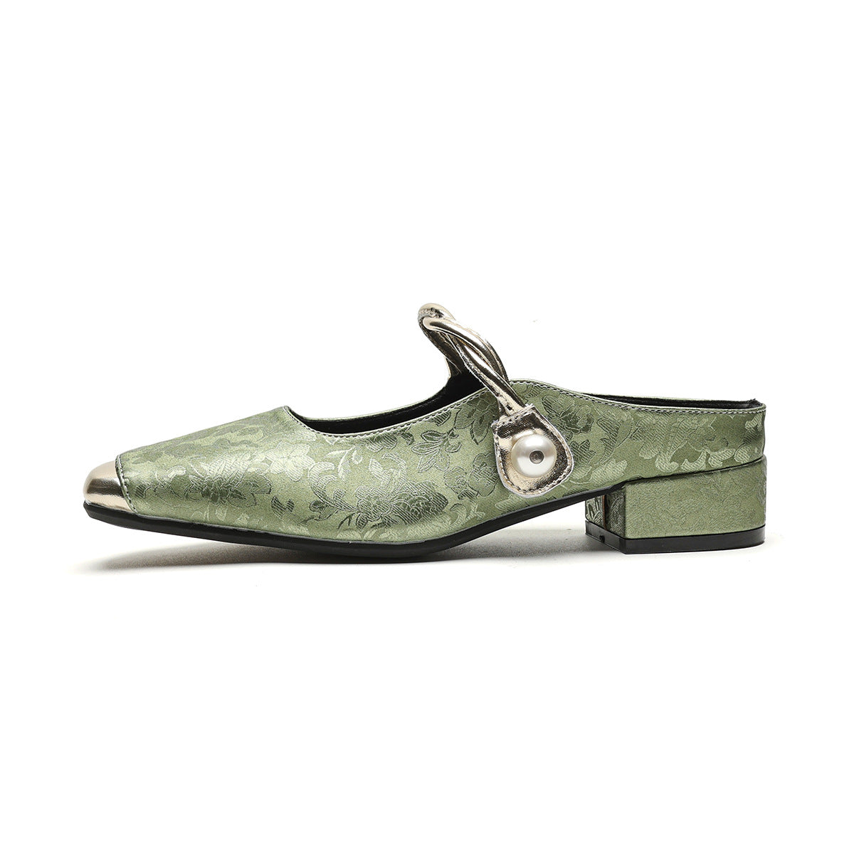Élise Fleur-de-lis Mary Jane Embroidered Flats