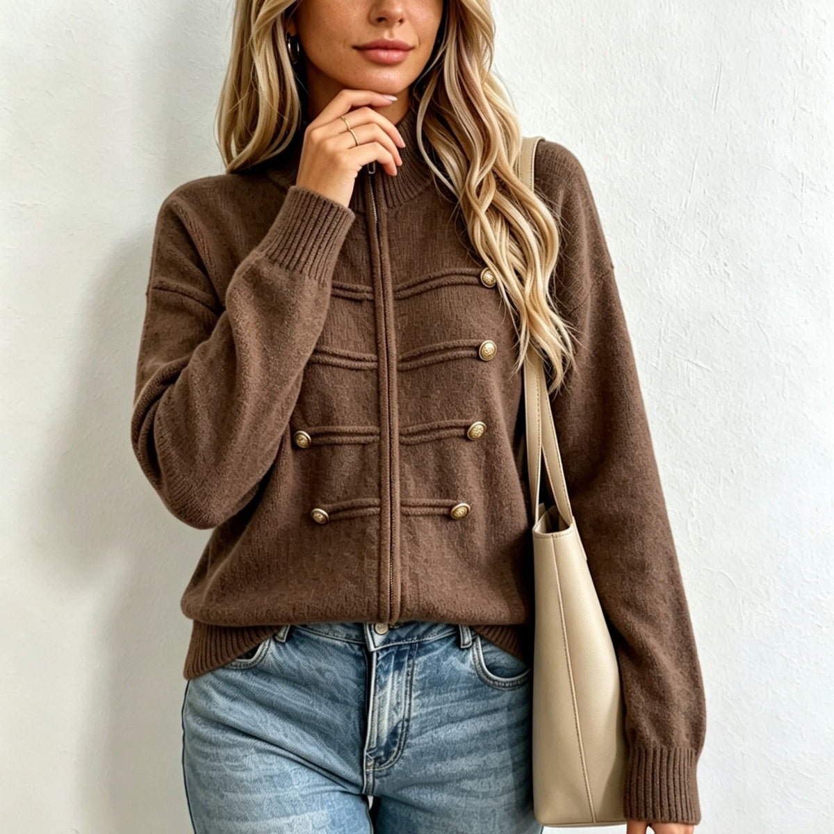 Léa Heritage Buttoned Knit Cardigan