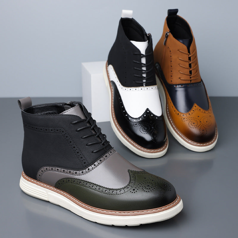 Stanton High-Top Brogue Side-Zip Dress Sneaker