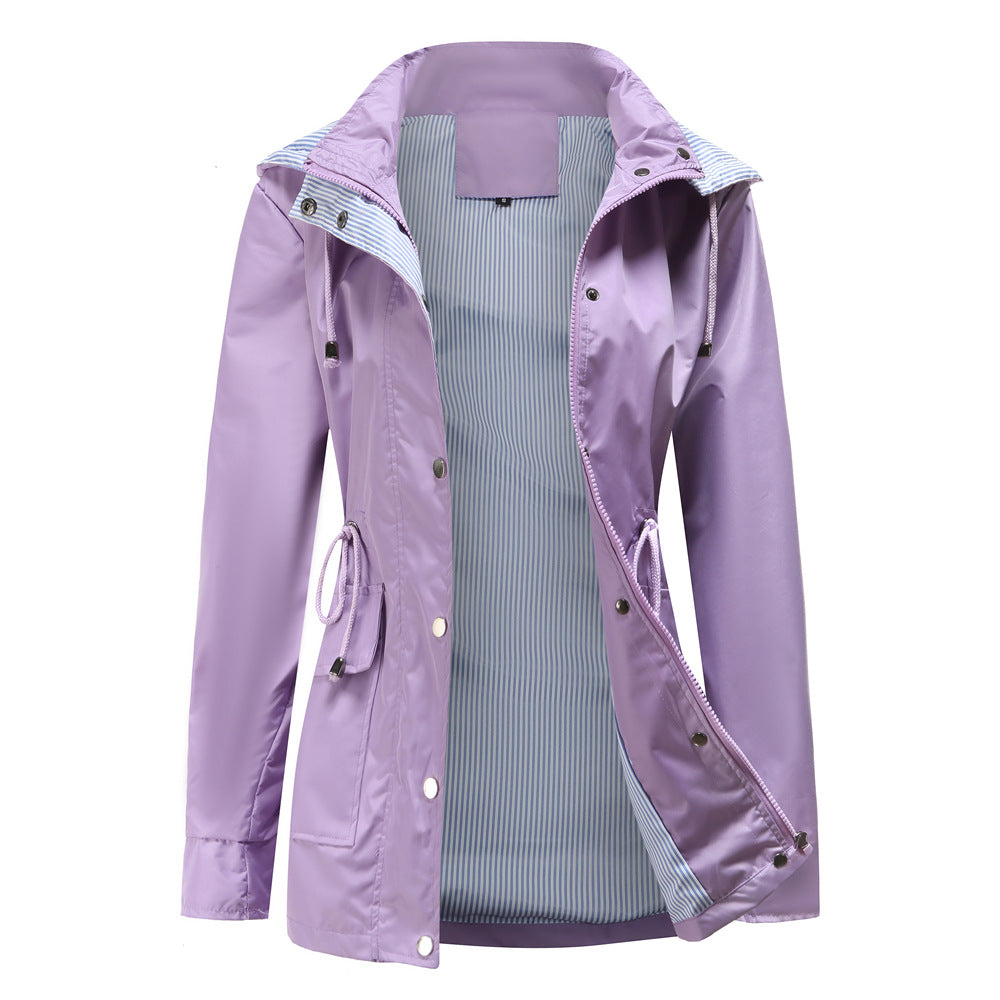 Léa Cinched Detachable Hood Windbreaker