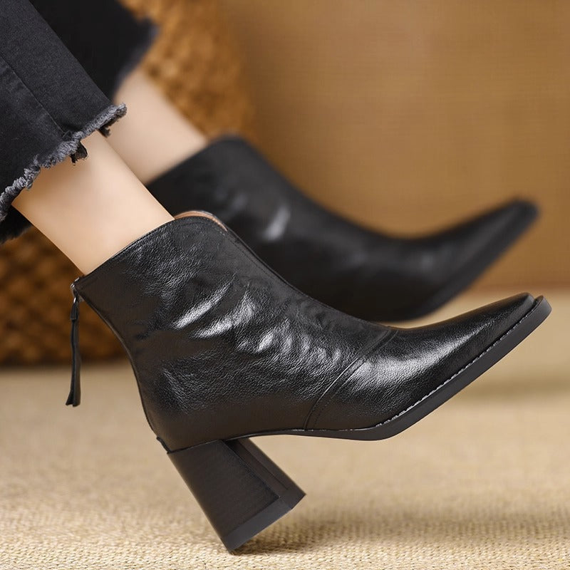 Élise Vintage Vegan Leather High-Heel Booties
