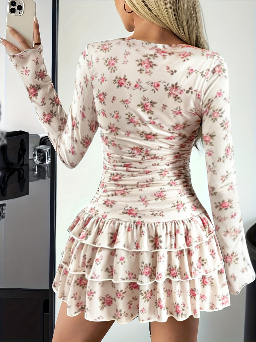 Rosella Fall Pleated Long Sleeves Dress