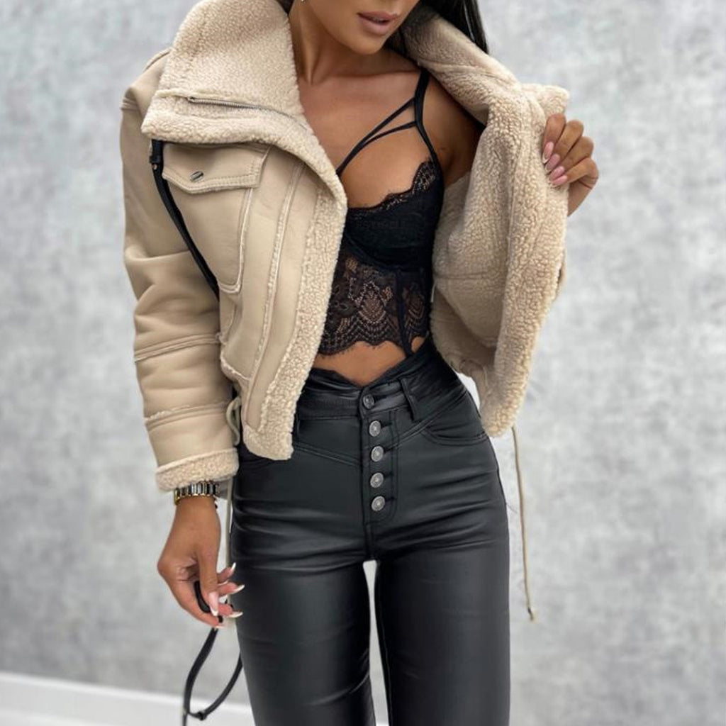 Léa Fur Lined Vegan Leather Jacket