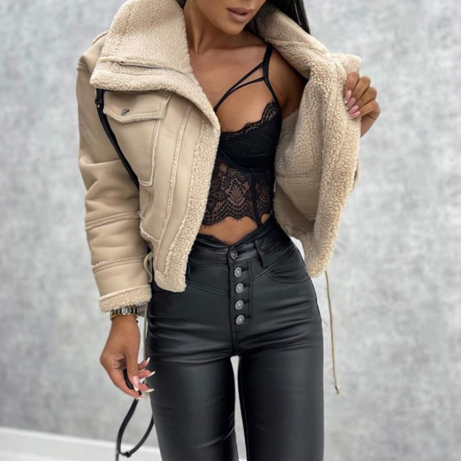 Léa Fur Lined Vegan Leather Jacket