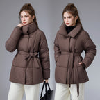 Rosella Stand Collar Belted Puffer Coat
