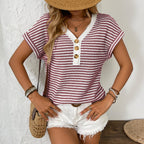 Léa Knitted V-Neck Short Sleeve Top