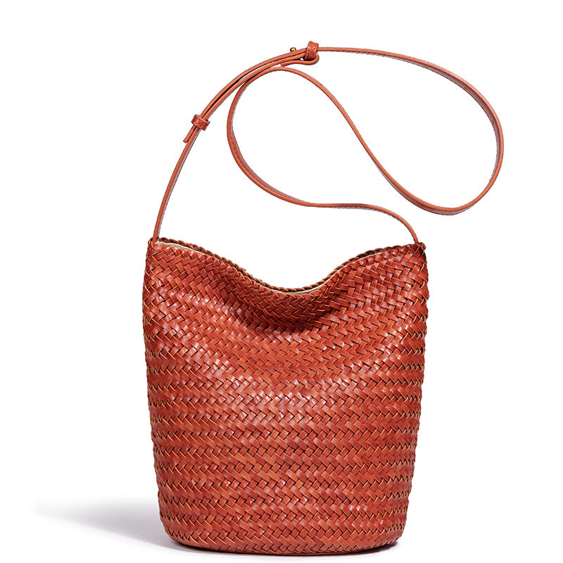 Élise Woven Vegan Leather Bucket Bag