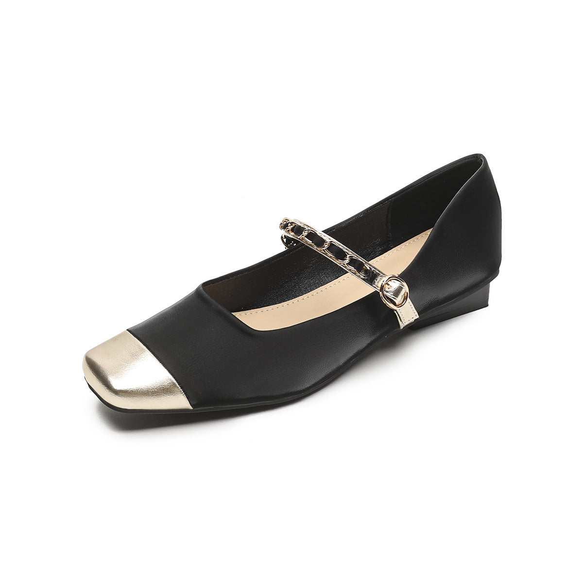 Élise French Gold Toe Mary Jane Flats