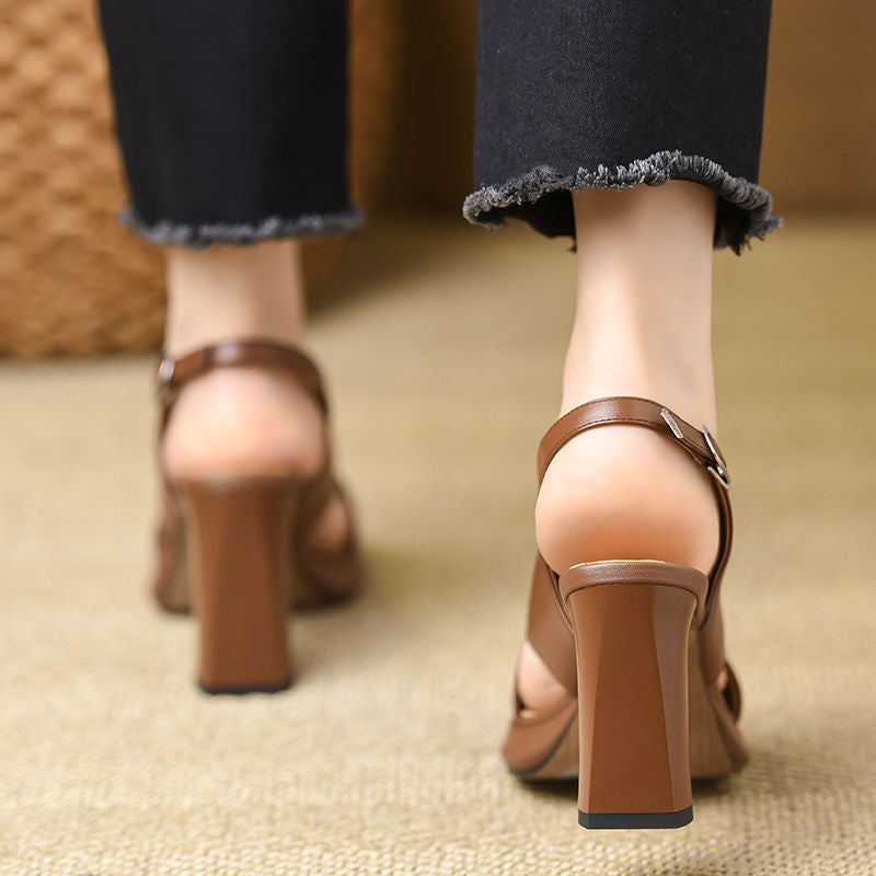 Élise Vegan Leather Chunky Platform Heels