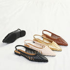 Élise Ruched Pointed-Toe Slingback Flats