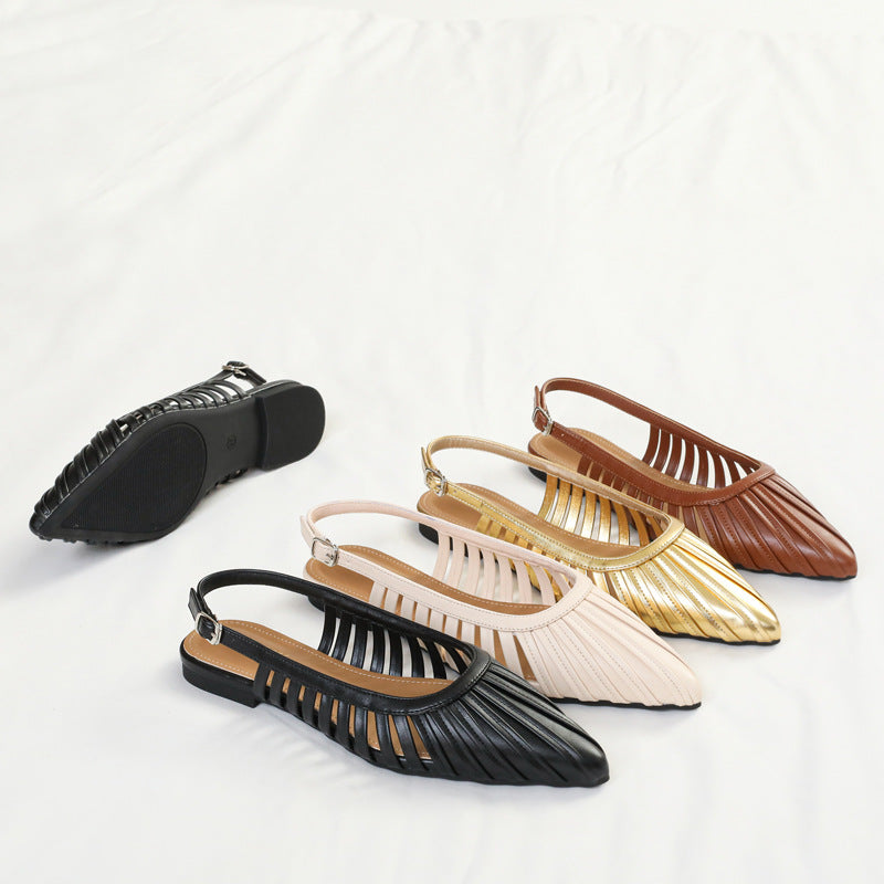 Élise Ruched Pointed-Toe Slingback Flats