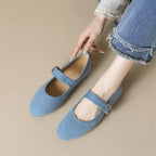 Élise Minimal Elegant Suede Mary Jane Ballet Flats