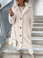 Léa Luxe Plush Lapel Long Coat