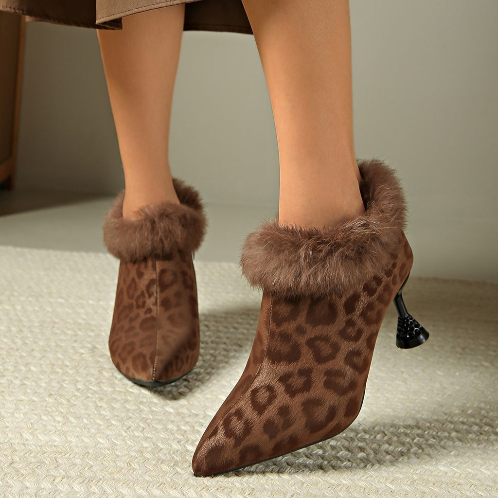 Élise Leopard Print Stiletto Ankle Boots