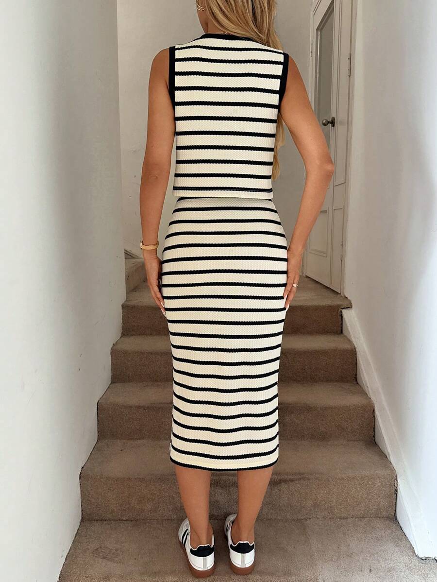 Léa Summer Vest & Slit Skirt Set