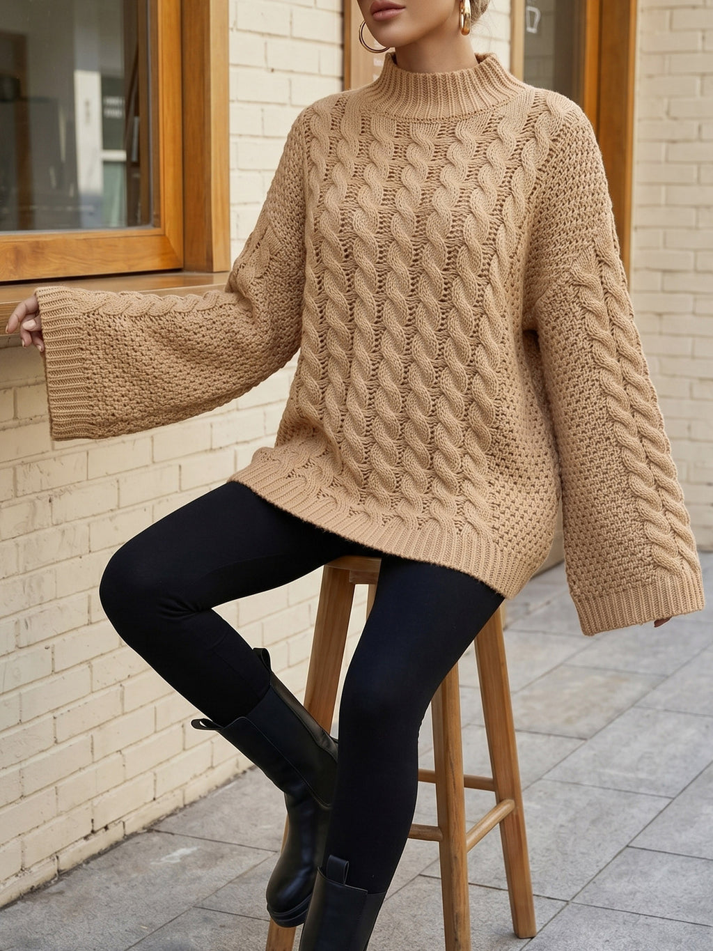 Léa Cozy Knit Oversized Turtleneck Pullover
