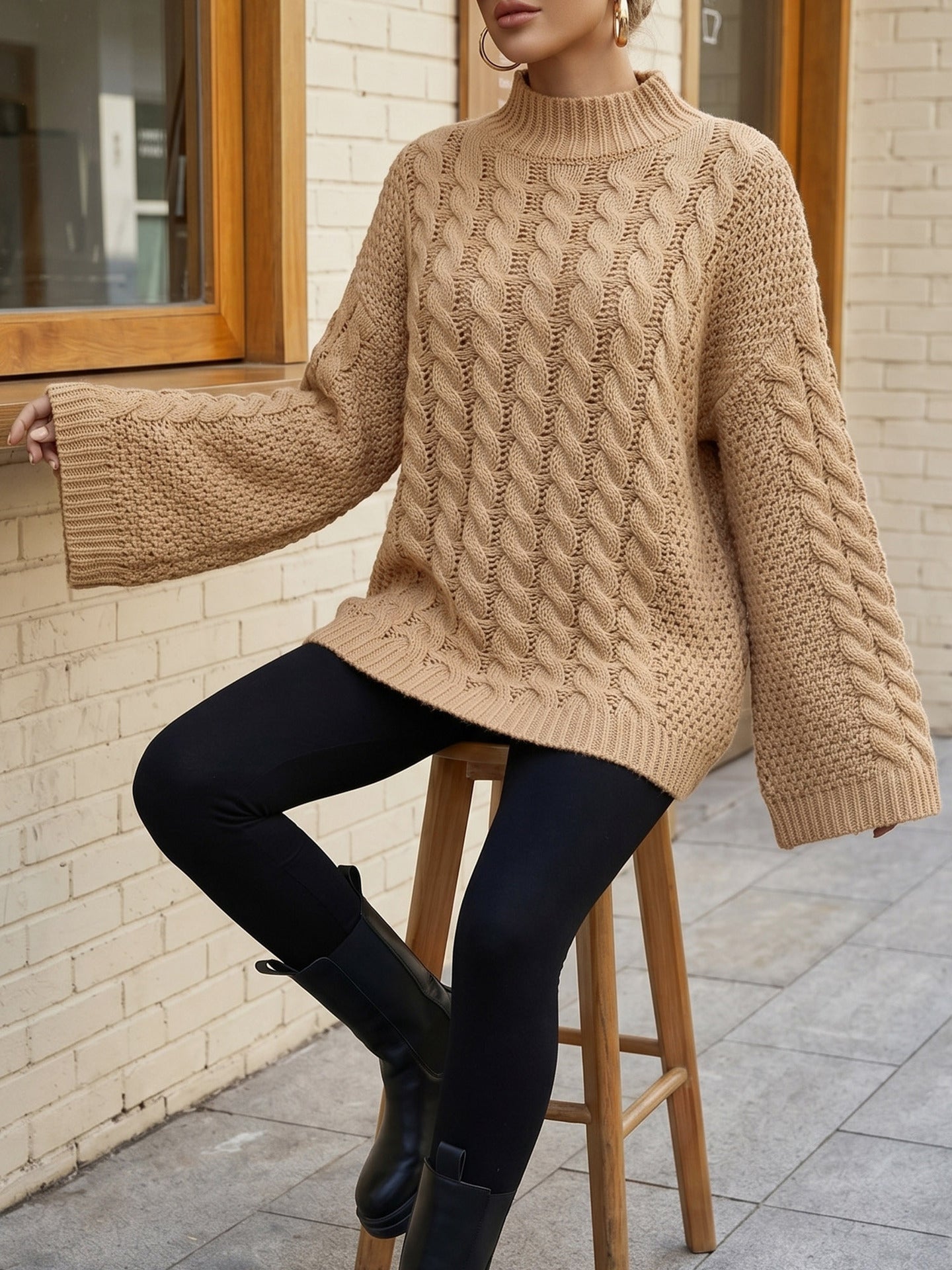 Léa Cozy Knit Oversized Turtleneck Pullover