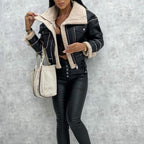 Léa Fur Lined Vegan Leather Jacket
