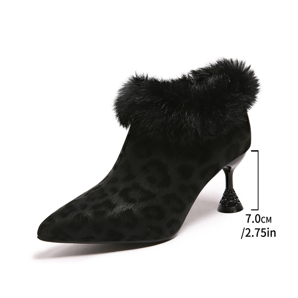 Élise Leopard Print Stiletto Ankle Boots