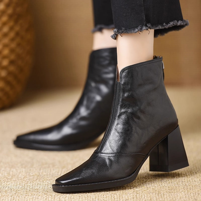 Élise Vintage Vegan Leather High-Heel Booties