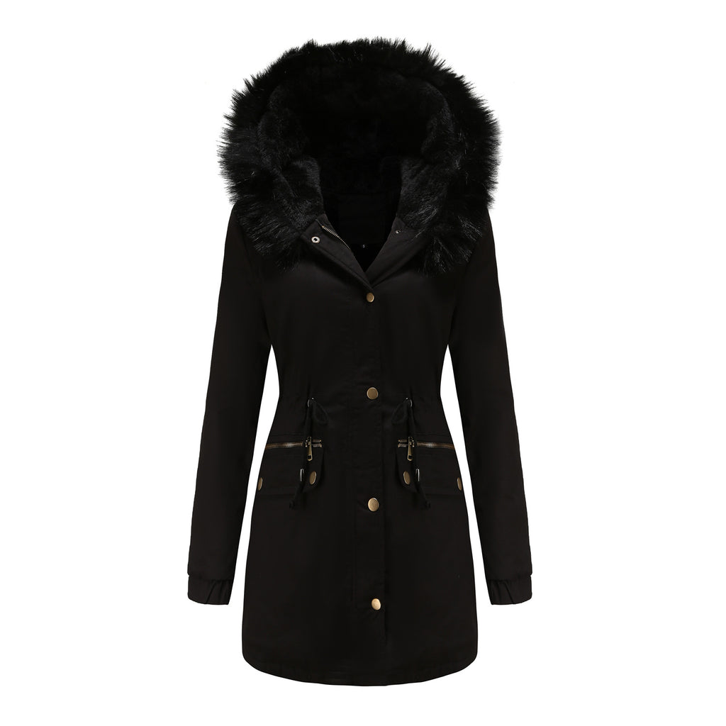 Léa Faux Fur Hooded Cinched Waist Parka