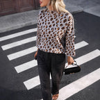 Léa Savannah Leopard Mid Collar Long Sleeve