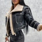 Léa Fur Lined Vegan Leather Jacket