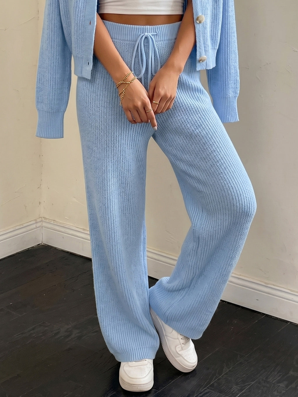 Léa Soft Knit Ribbed Drawstring Loungewear Pants