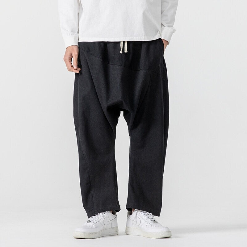 Urban Theory Baggy Drop-Crotch Cotton-Blend Pants