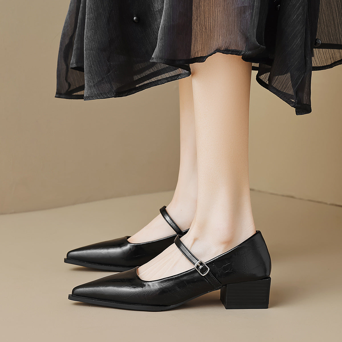 Élise French Pointed Toe Mary Jane Heels