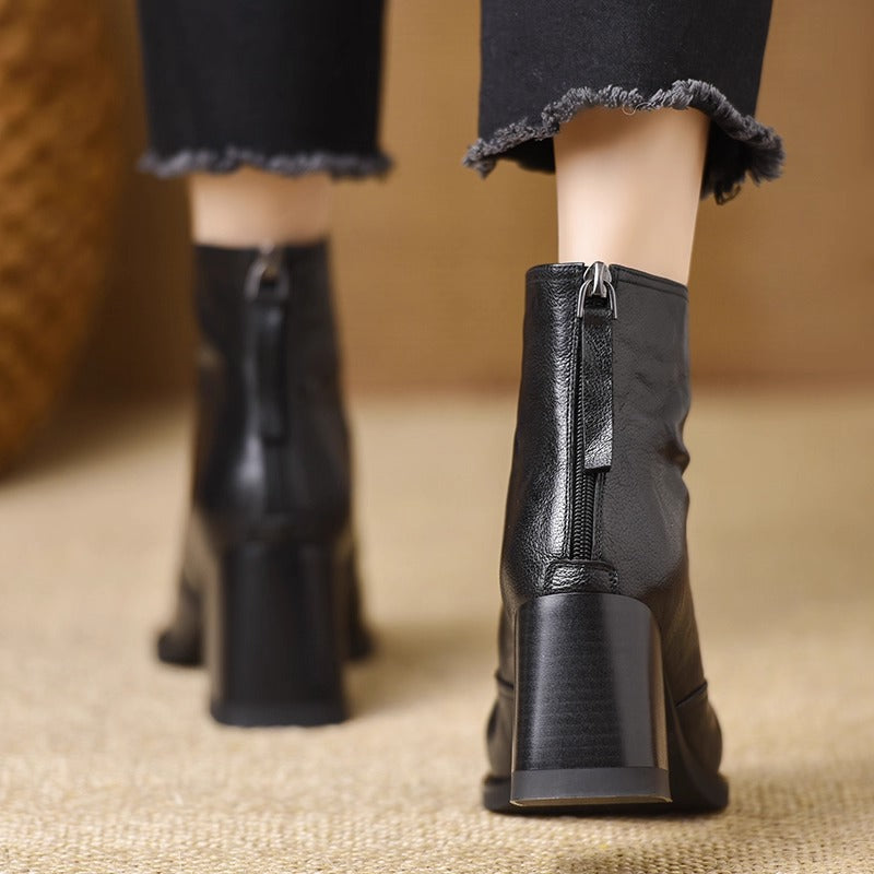 Élise Vintage Vegan Leather High-Heel Booties