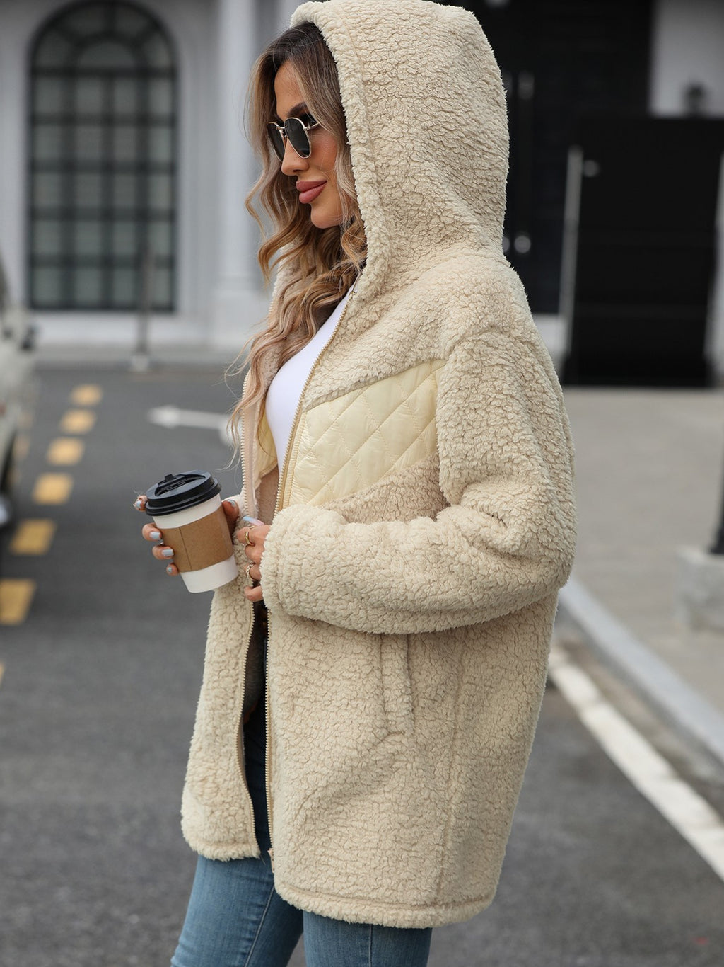 Léa Women's Plush Mid-Length Hooded Jacket