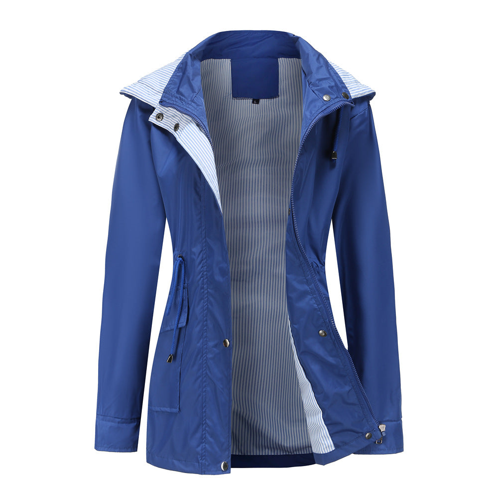 Léa Cinched Detachable Hood Windbreaker