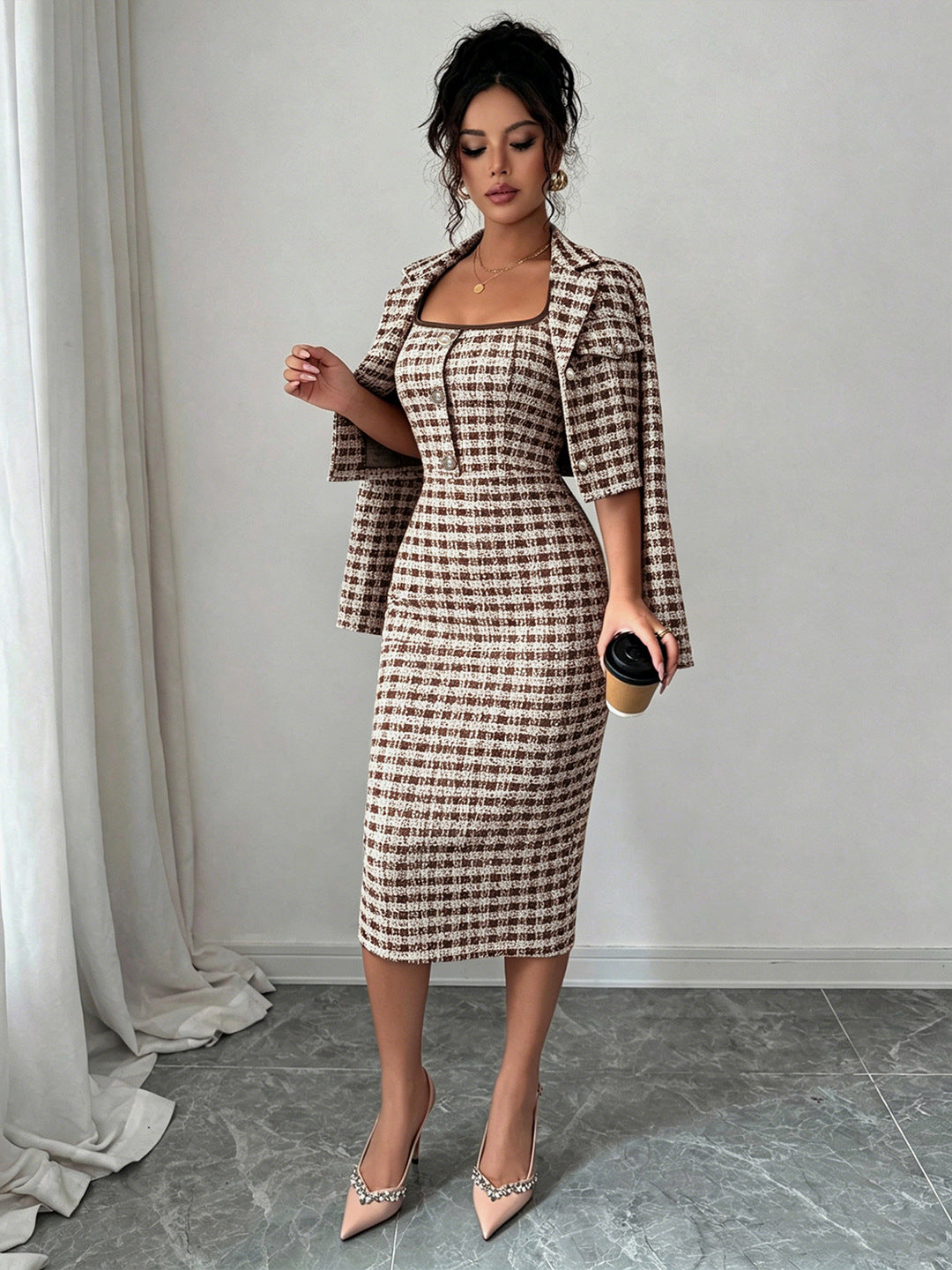 Léa Elegant Tweed Jacket & Dress Set