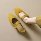 Élise Minimal Elegant Suede Mary Jane Ballet Flats