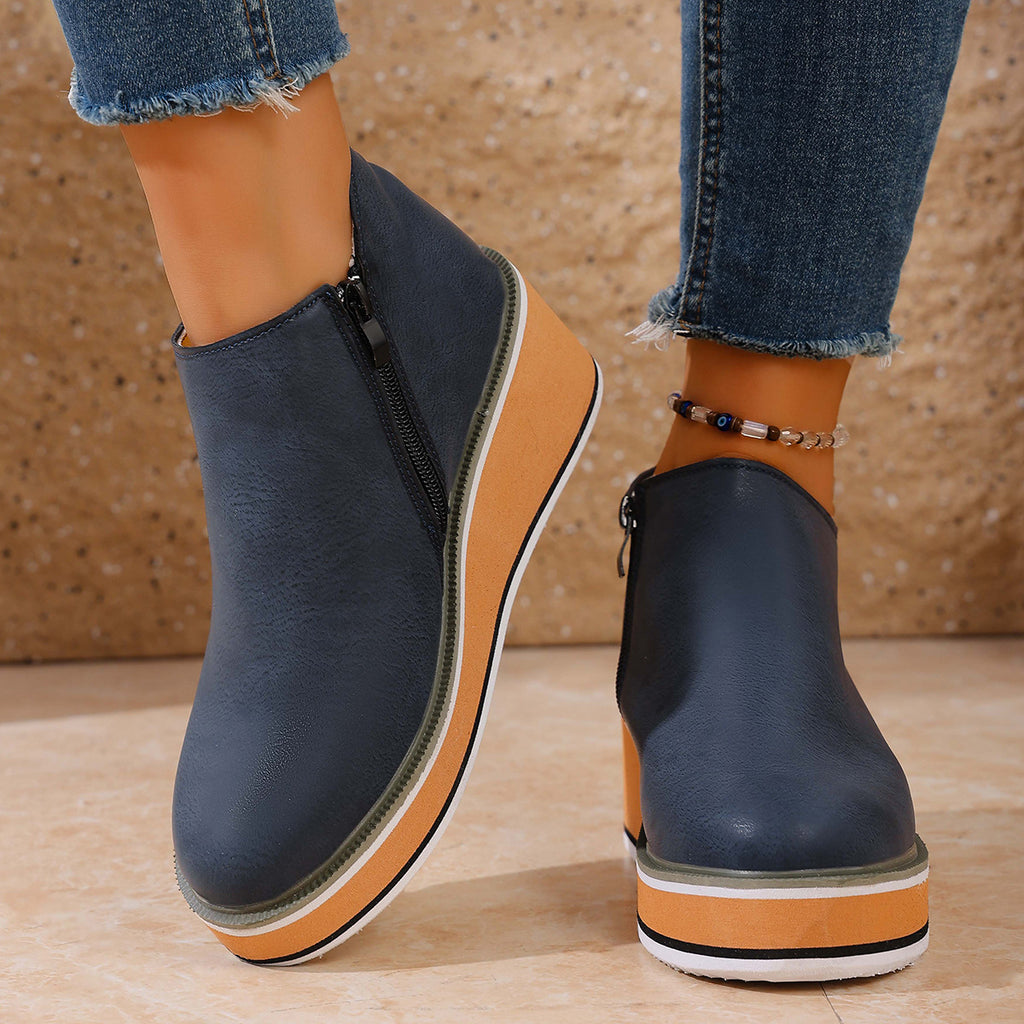 Alessia Winter Platform Side Zipper Booties