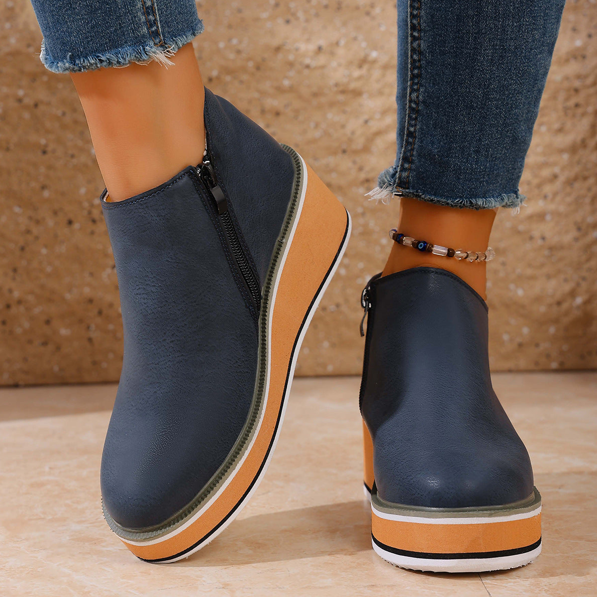 Alessia Winter Platform Side Zipper Booties