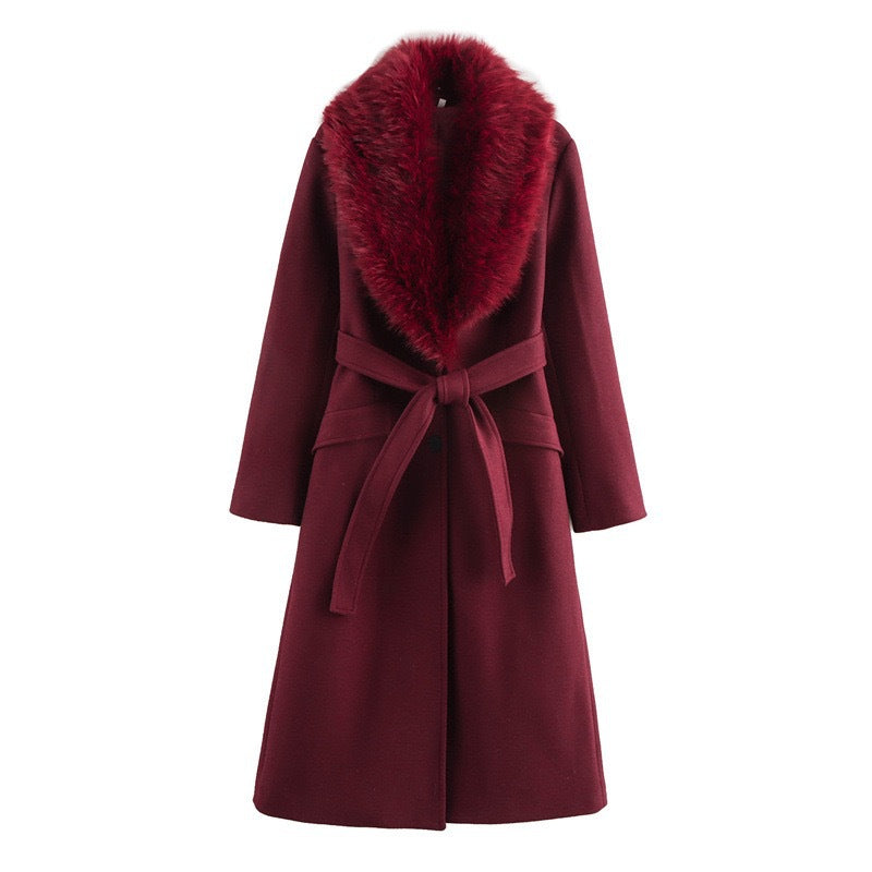 Léa Plush Faux Fur Shawl Collar Coat