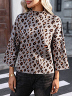 Léa Savannah Leopard Mid Collar Long Sleeve