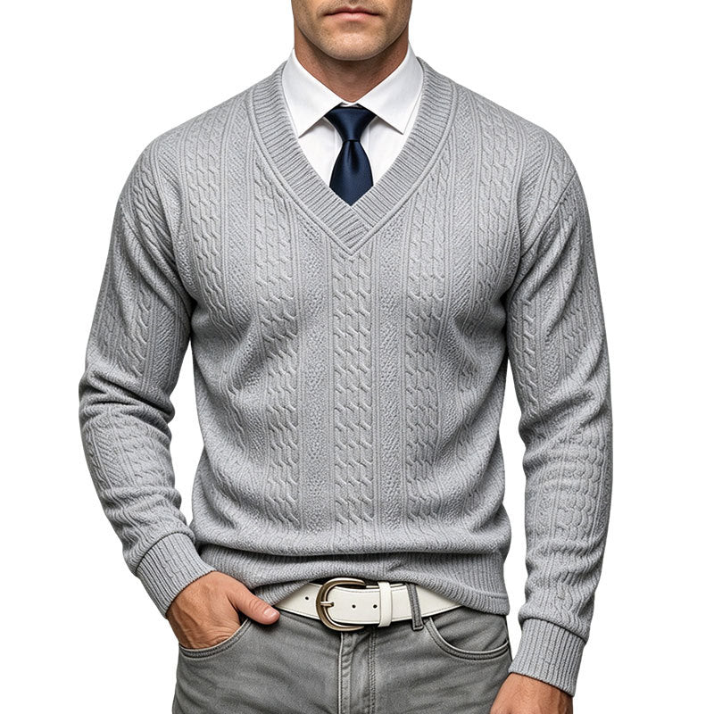 Sterling Jacquard V-Neck Pullover Sweater