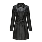 Léa Belted Vegan Leather Mid-Length Trench Jacket