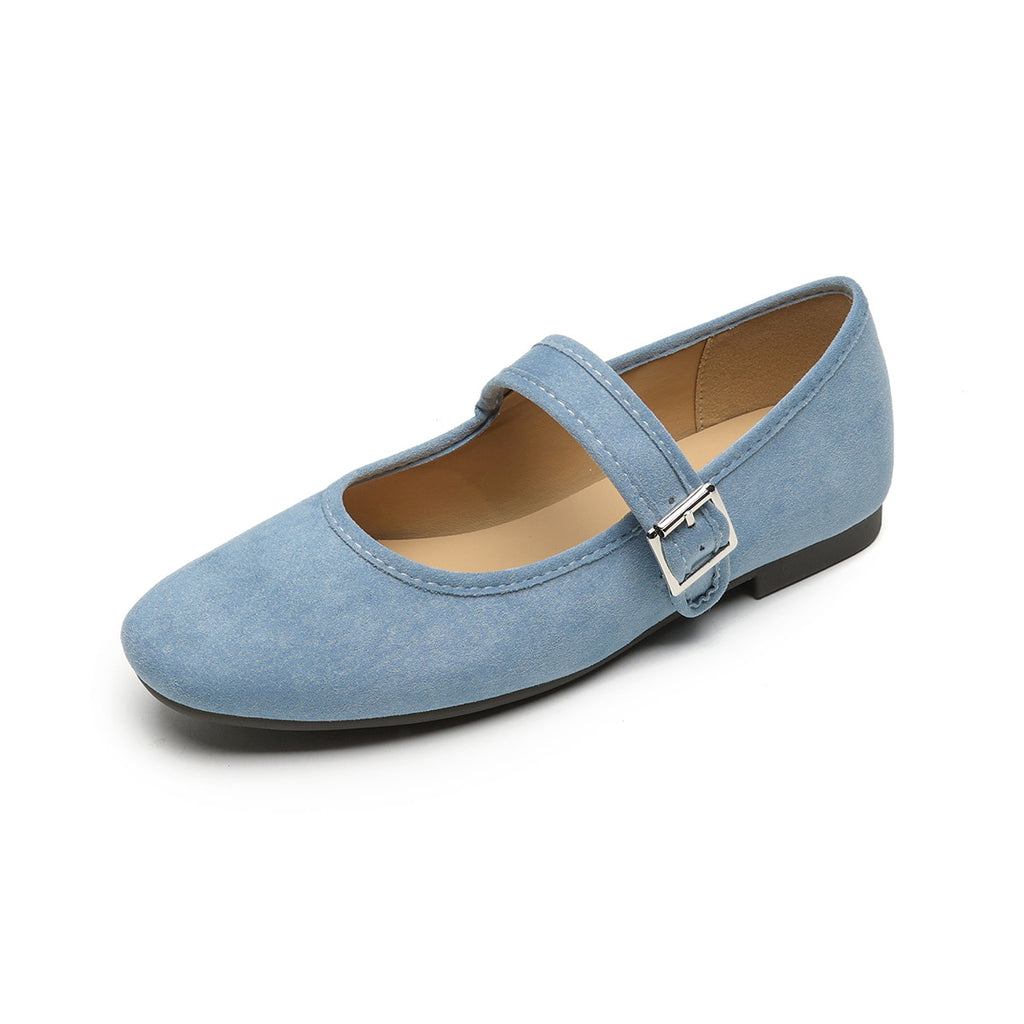 Élise Minimal Elegant Suede Mary Jane Ballet Flats